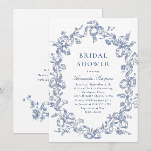 Invitación Victoria Ornate Grace Dusty Blue Bridal Shower