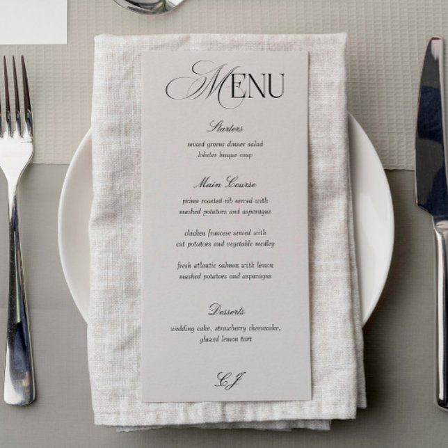 Invitación Victorian Black and Ivory Wedding Menu Card (Subido por el creador)