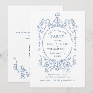 Invitación Victorian Dusty Blue ENGAGEMENT PARTY código QR