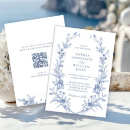 Invitación Victorian Dusty Blue French Garden Wedding Código