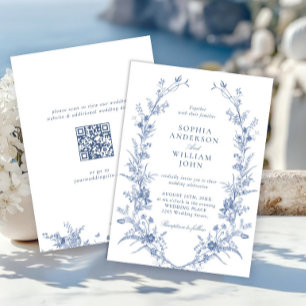 Invitación Victorian Dusty Blue French Garden Wedding Código 