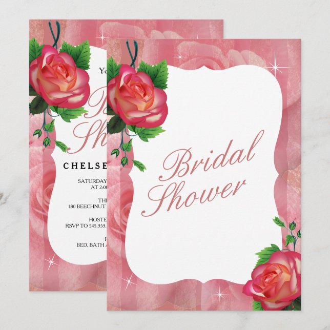 Invitación Victorian Dusty Rosa Boda Floral (Anverso / Reverso)