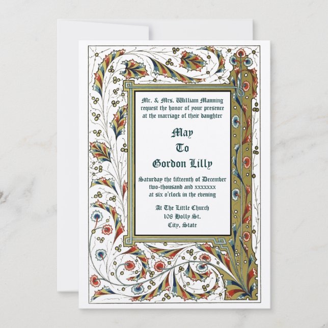 Invitación Victorian Era 1846 Medieval Style Wedding (Anverso)