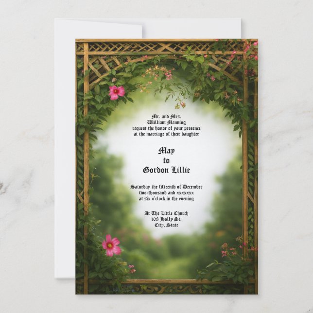 Invitación Victorian Era Floral Pergola Frame Wedding (Anverso)