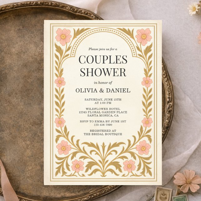 Invitación Victorian Floral Art Nouveau Couples Shower (Subido por el creador)
