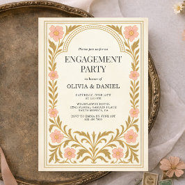 Invitación Victorian Floral Art Nouveau Engagement Party