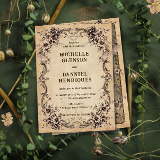 Invitación Victorian Floral Frame Wedding Invitation