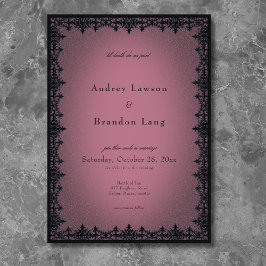 Invitación Victorian Gothic Iron Border Burgundy Wedding