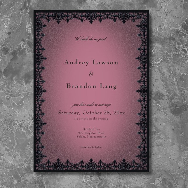 Invitación Victorian Gothic Iron Border Burgundy Wedding (Victorian Gothic Iron Border Burgundy Wedding Invitation)