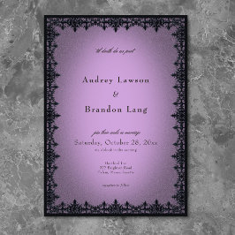 Invitación Victorian Gothic Iron Border Purple Wedding
