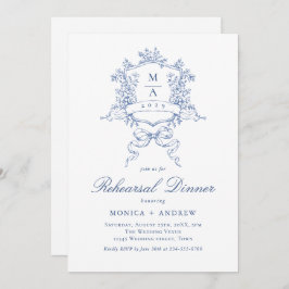 Invitación Victorian Ornate Crest REHEARSAL DINNER QR code