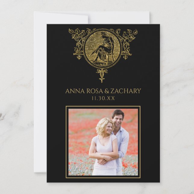 Invitación *~* Victorian QR FOTO RSVP AR6 Ornate Boda (Anverso)