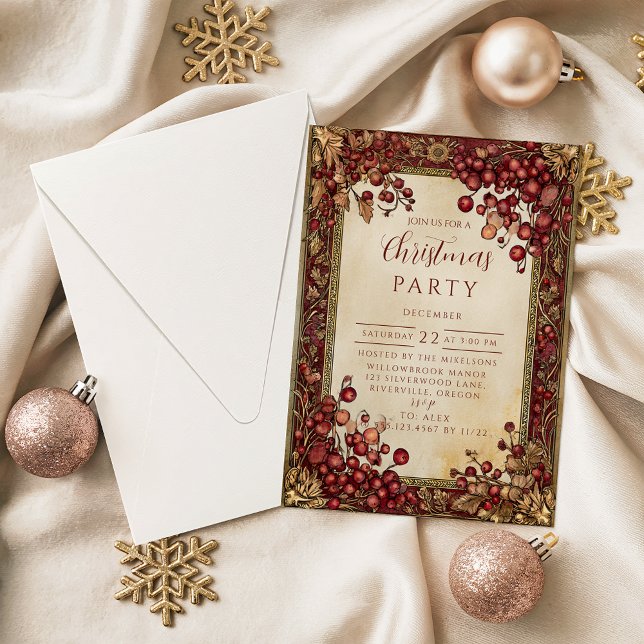 Invitación Victorian Red Berry Christmas (Subido por el creador)