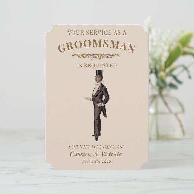Invitación Victorian Vintage Groomsman (Anverso de pie)