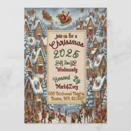 Invitación Victorian Watercolor Santa Christmas Collection