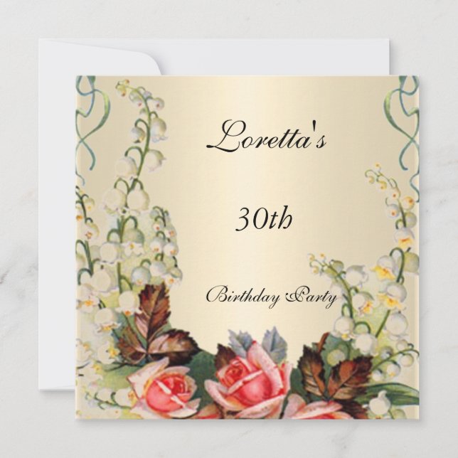 Invitación victoriana bonitas flores rosas (Anverso)