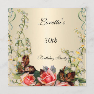 Invitación victoriana bonitas flores rosas