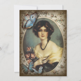 Invitación victoriana vintage floral retro paris mujer
