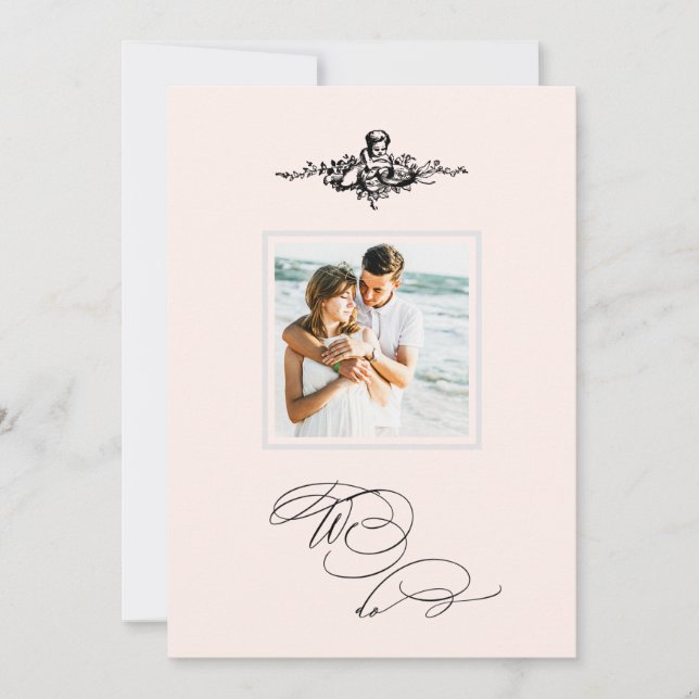 Invitación *~* Victoriano AR6 Cherub FOTO QR RSVP Boda (Anverso)