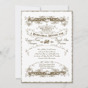 Invitación Victoriano de época Boda elegante de la cena