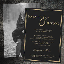 Invitación Victoriano de oro negro Boda personalizado elegant