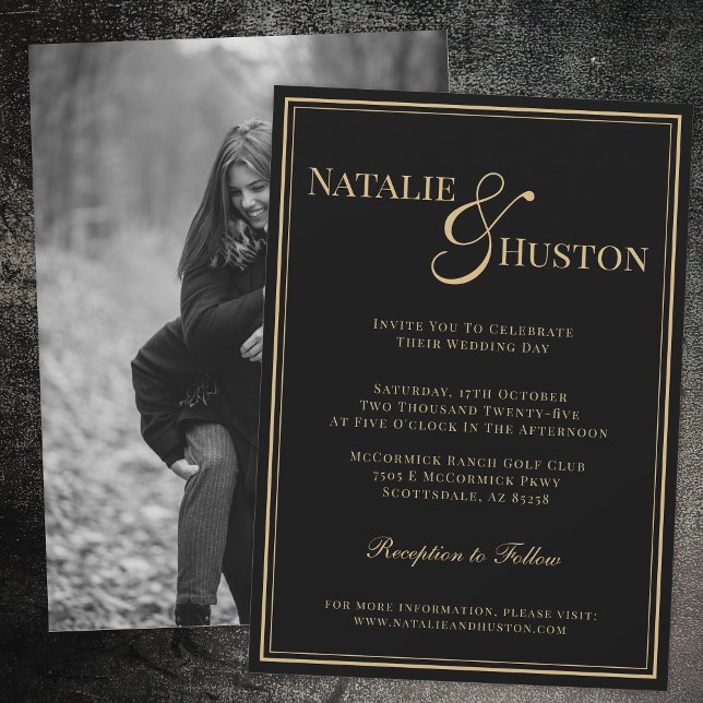 Invitación Victoriano de oro negro Boda personalizado elegant (Subido por el creador)