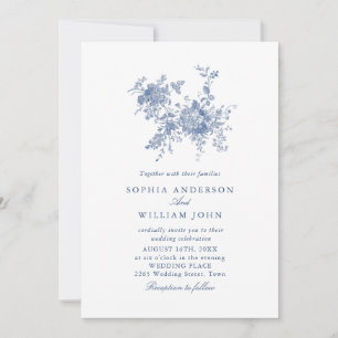 Invitación Victoriano Dusty Blue French Garden Boda Floral