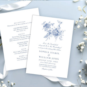 Invitación Victoriano Dusty Blue French Garden Boda Floral