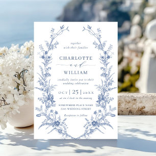 Invitación Victoriano Dusty Blue French Garden Boda Floral