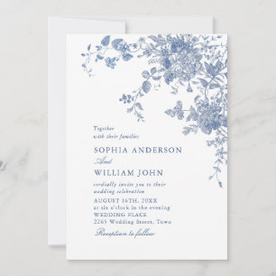 Invitación Victoriano Dusty Blue French Garden Boda Floral