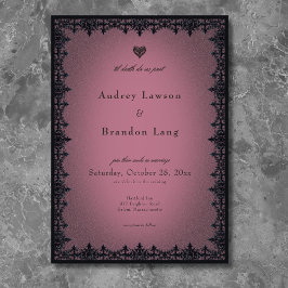 Invitación Victoriano Gótico Iron Border Burgundy Boda