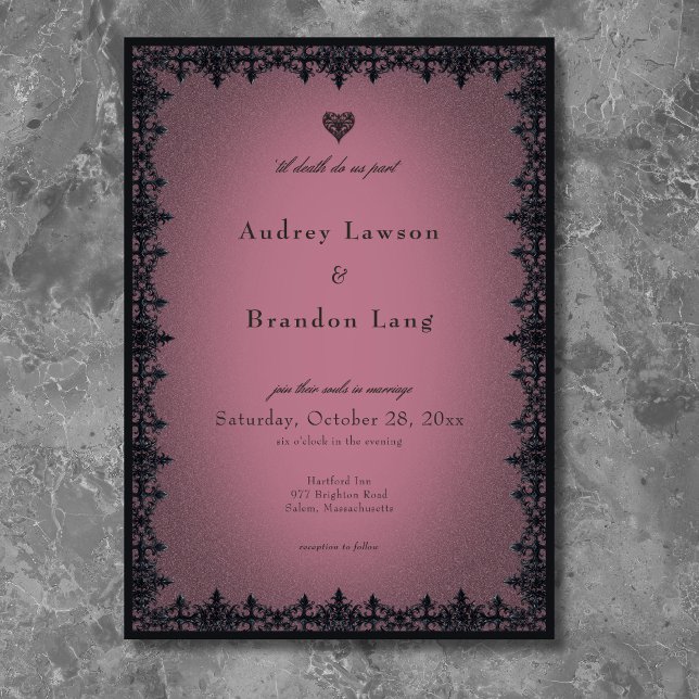 Invitación Victoriano Gótico Iron Border Burgundy Boda (Victorian Gothic Iron Border Burgundy Wedding Invitation)