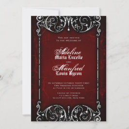 Invitación Victoriano gótico Tocante Boda rojo, negro y blanc