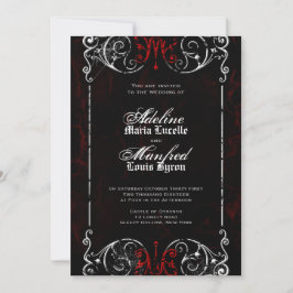Invitación Victoriano gótico Tocante Boda rojo, negro y blanc