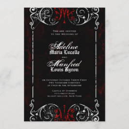 Invitación Victoriano gótico Tocante Boda rojo, negro y blanc