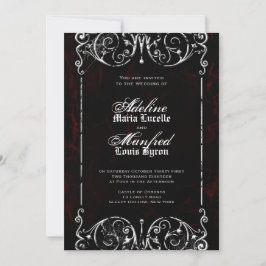 Invitación Victoriano gótico Tocante Boda rojo, negro y blanc
