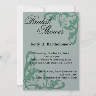 Invitación Victoriano Verde Florece Filigree Bridal Shower