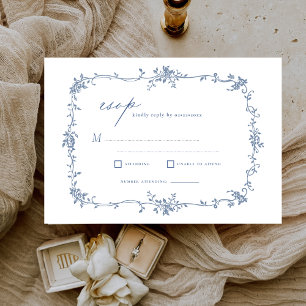 Invitación Victoriano Vintage francés RSVP Dusty Blue Boda