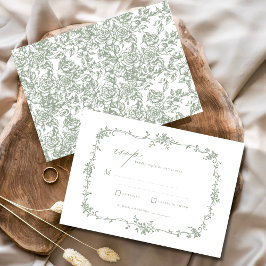 Invitación Victoriano Vintage francés RSVP Sage Green Boda