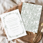 Invitación Victoriano Vintage Sage Green Floral Boda<br><div class="desc">Captura el romance de una época pasada con una invitación a una boda floral vintage victoriana. Con sus intrincados motivos florales y sus detalles ornamentales, esta invitación exuda elegancia y encanto intemporal. Perfecto para las parejas que buscan un toque de historia y sofisticación, el diseño evoca la belleza de la...</div>