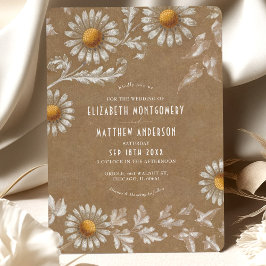 Invitación Victoriano White Daisy Filigree Kraft Boda