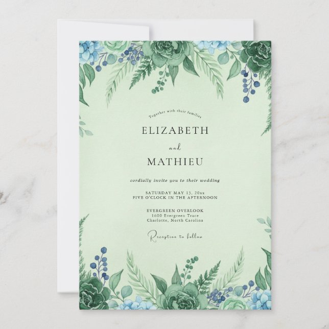Invitación Vid de baya de espuma de mar para boda (Anverso)