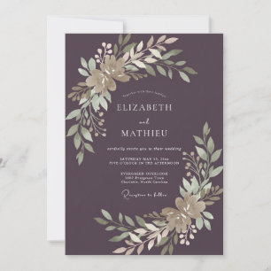 Invitación Vid de Bodas de Champagne Dorado Ciruela