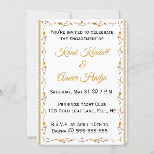 Invitación Vid de hoja de oro editable