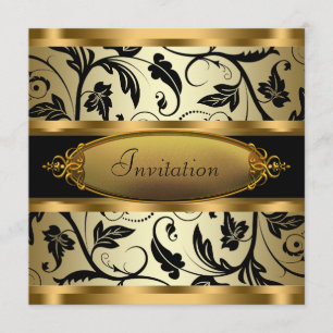 Invitación Vid de Torbellino Negro Oro Negro Fiesta de Todas 