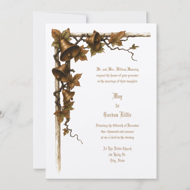 Invitación Vid y campanas de boda (Anverso)