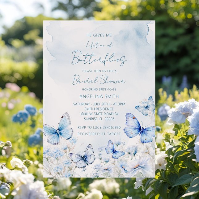 Invitación Vida azul de las mariposas ducha de novia en el ja (Subido por el creador)