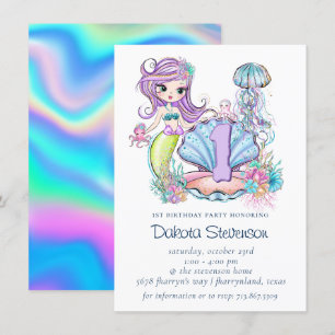 Invitación Vida en el mar de la sirena   Fiesta de cumpleaños