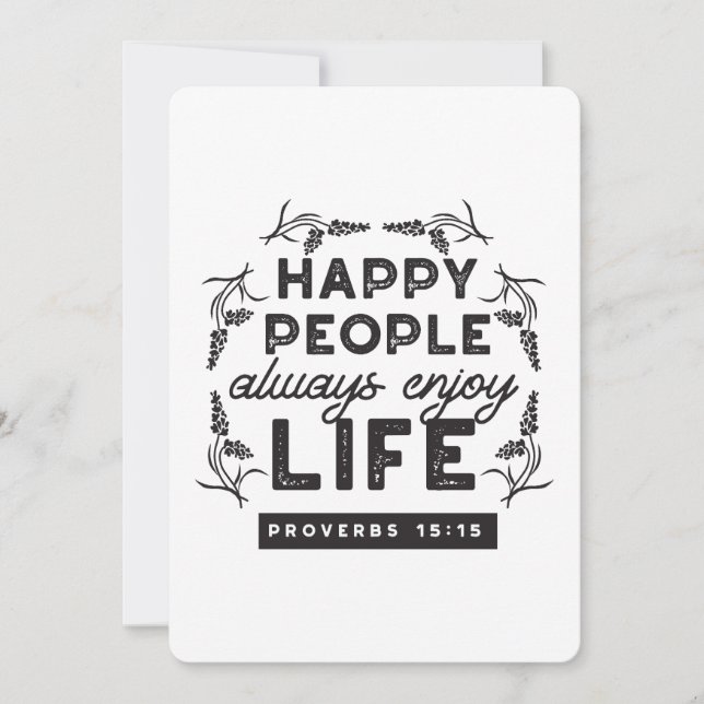 Invitación Vida Feliz con Fe – Proverbios 15:15 Arte (Anverso)