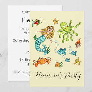 Invitación Vida Marina Personalizada Bajo el Mar